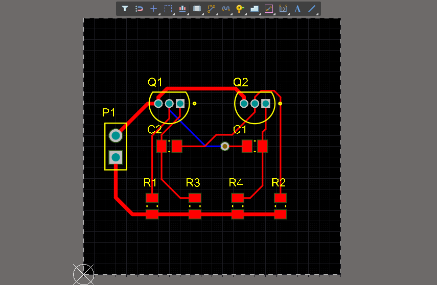 Finished PCB, showing layers used