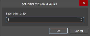 The Set Initial revision Id values dialog