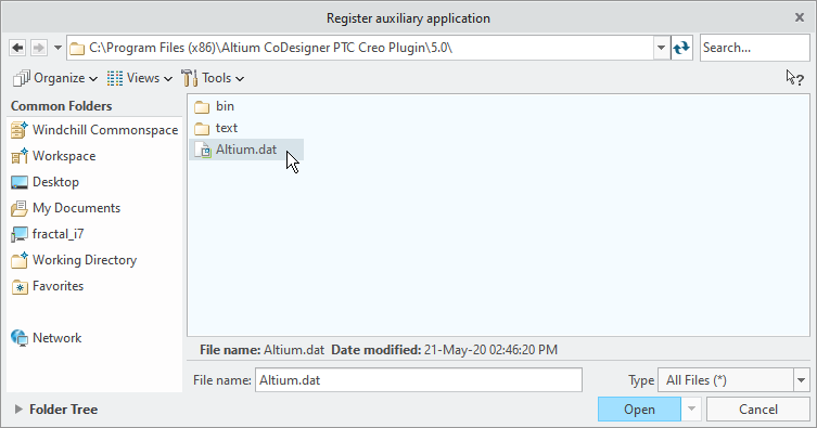 CoDesigner is registered through the Altium.dat file.