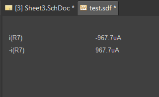 Нажмите Run чтобы выполнить анализ Рабочей точки (первое изображение). Результаты отображаются в открывшемся файле SDF (второе изображение).