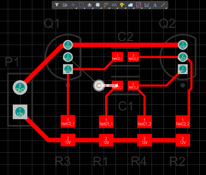 PCB editor, creating routing stubs to define a shortest path between component pads