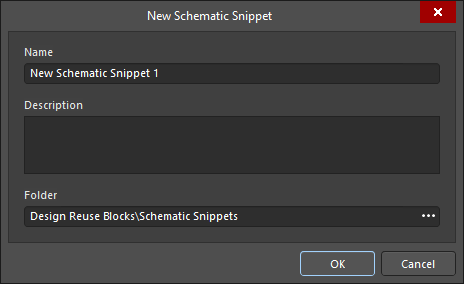 The three variations of the New Reuse Block or Snippet dialog