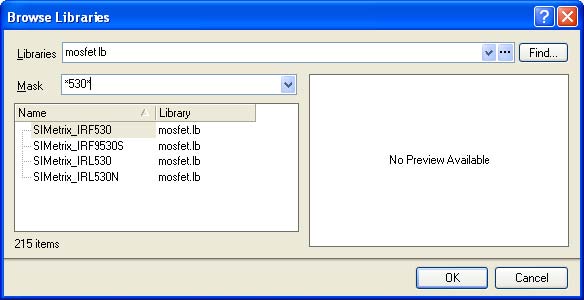 Figure 13: Choosing which Model Library to use from the Browse Libraries dialog
