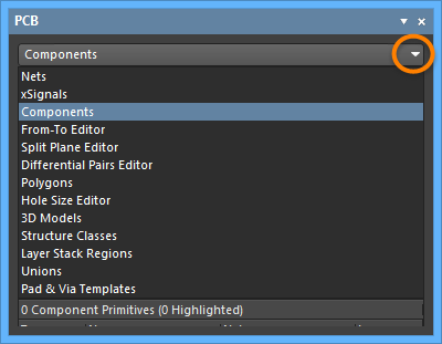 Select Components from the drop-down menu.