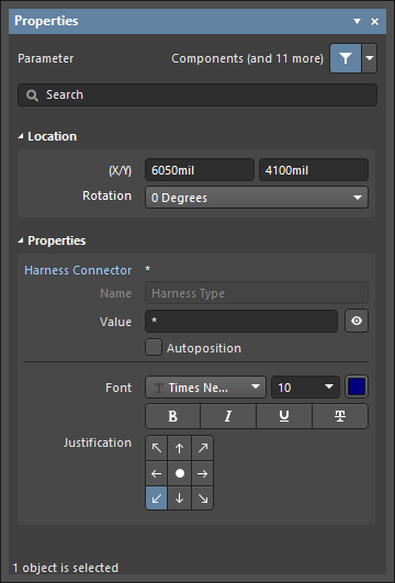 The Parameter dialog, on the left, and the Parameter  mode of the Properties panel on the right