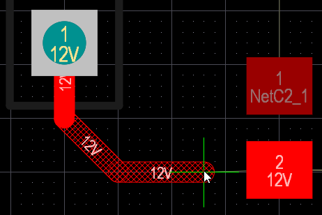 PCB editor, interactive routing, showing how the track segments present with Look Ahead enabled