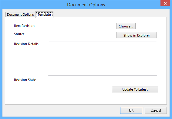 The Template tab of the Document Options dialog
