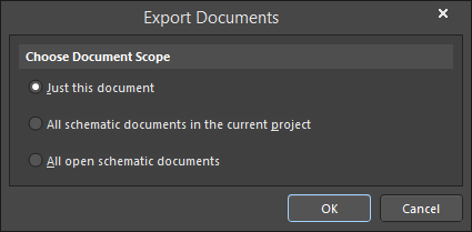 The Export Documents dialog