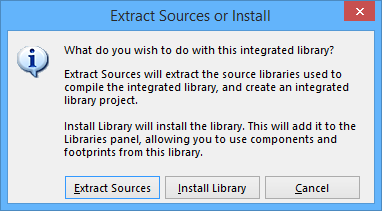 The Extract Sources or Install dialog