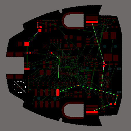 For the default topology, the connection lines are placed to give the shortest overall connection length. In the Starburst topology the connection lines all radiate from a Source pad.