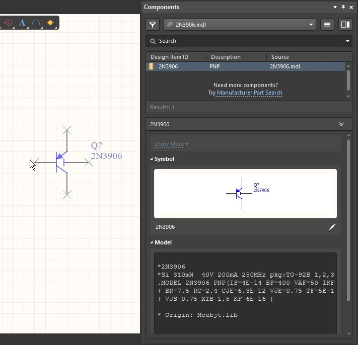 You can place a model directly on the schematic, the software will generate a suitable symbol.