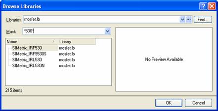  Figure 13: Choosing which Model Library to use from the Browse Libraries dialog