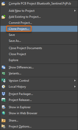 Clone Project option