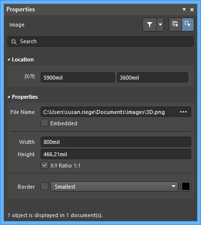 The Image mode of the Properties panel