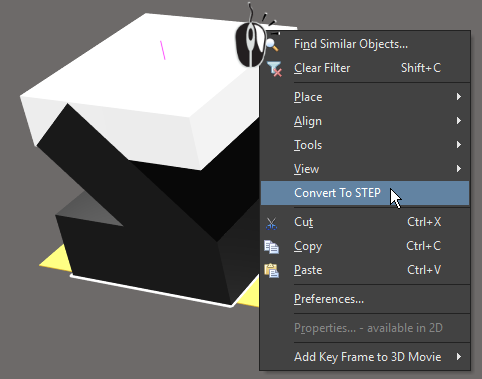 Convert an extruded shape to STEP if you need to rotate it around the X or Y axes.