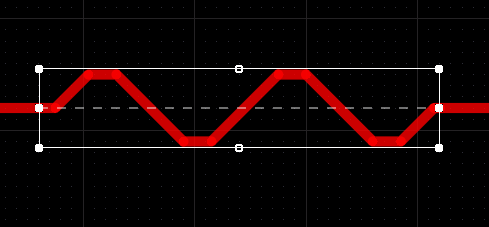 Sawtooth objects are added to increase the length of a route, the Net Length Gauge indicates the progress towards achieving the required target length.