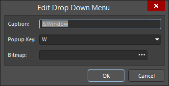 The Edit Drop Down Menu dialog