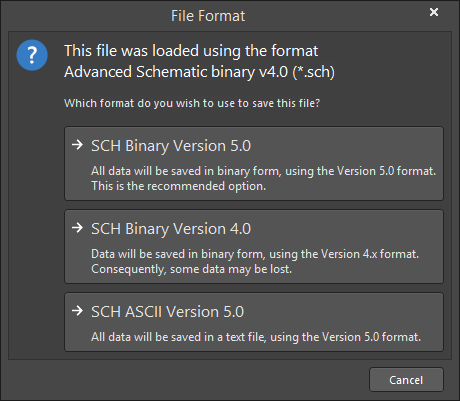 The File Format dialog