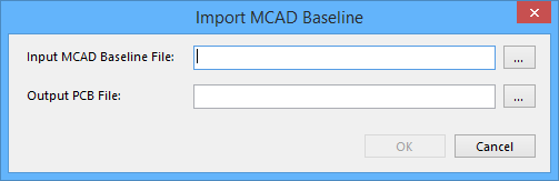 The Import MCAD Baseline dialog