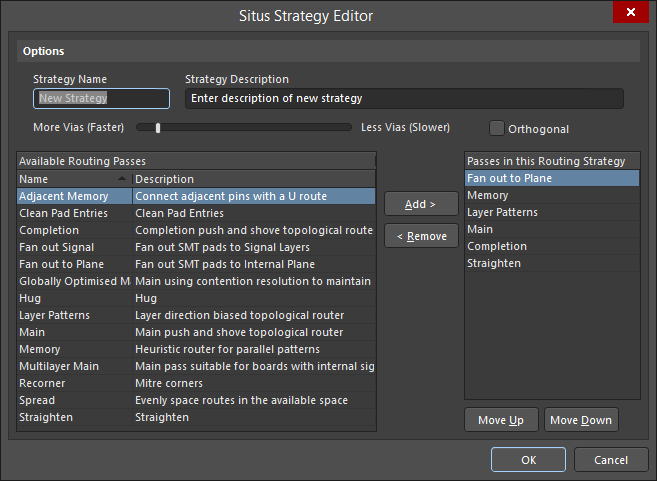 The Situs Strategy Editor dialog