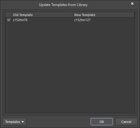 The Update Templates from Library dialog