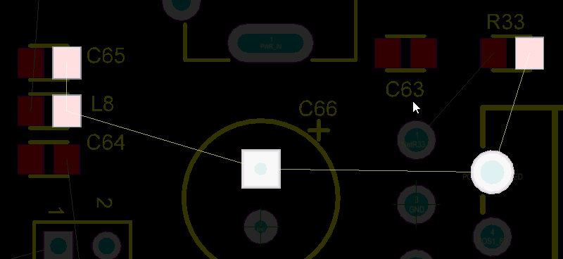 The pads in the PCB net are joined by Connection Lines
