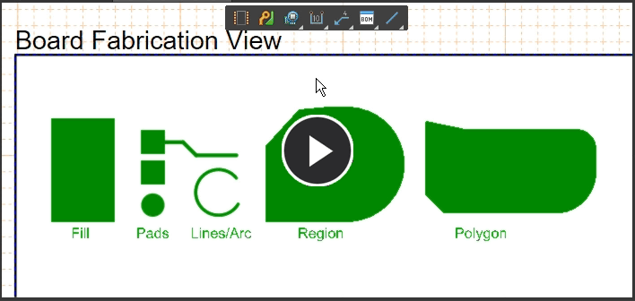 Demonstration, the available anchor points for various objects in a Board Fabrication View