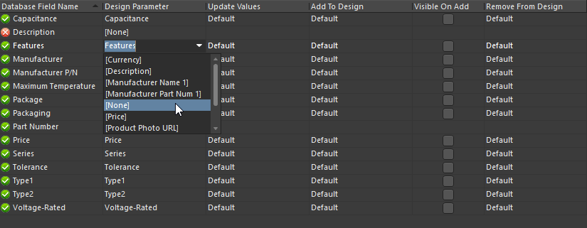 Define parameter mapping as required. Remember to compile the project to populate the Design Parameter drop-down list.