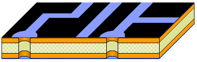 Double-sided board fabrication, apply negative image of tracks