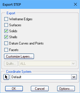 Suitable export options for SolidWorks on the left, and PTC Creo (formerly Pro/E) on the right.