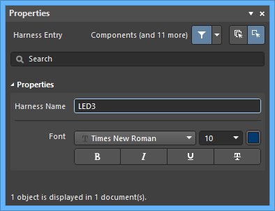 The Harness Entry default settings in the Preferences dialog and the Harness Entry mode of the Properties panel