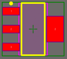 SOT223 footprint showing two pads with a designator of 2.