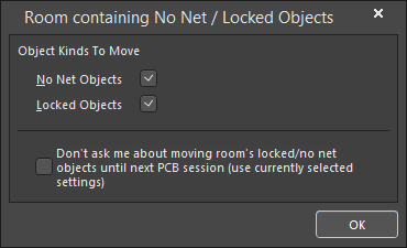 The Room containing No Net / Locked Objects dialog