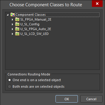 The Choose Component Class to Route dialog