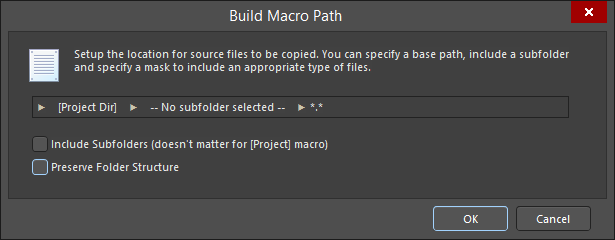 The Build Macro Path dialog
