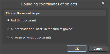 The Rounding coordinates of objects dialog