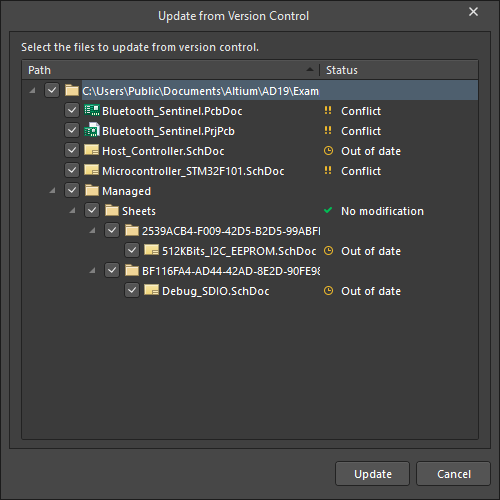 Update from Version Control dialog