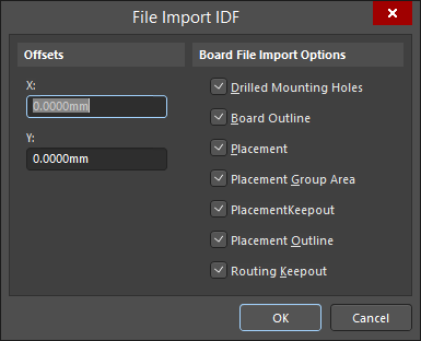 The File Import IDF dialog