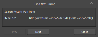 The Find text - Jump dialog