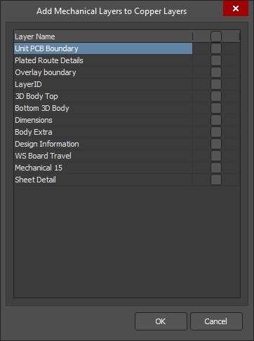 The Add Mechanical Layers dialog