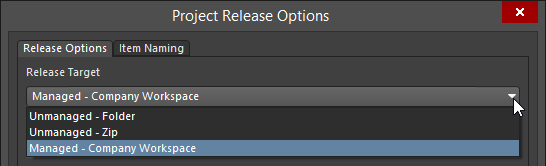 Switch release target – where the generated data is to be sent – as part of the release options for the project.