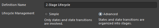 Specify the name and style for the lifecycle definition.
