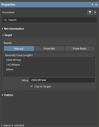 Press Tab during length tuning to open the Properties panel, where you can select the target length mode.