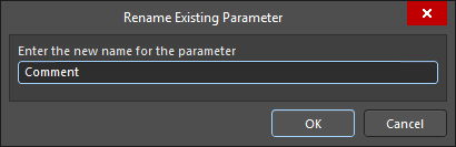 The Rename Existing Parameter dialog