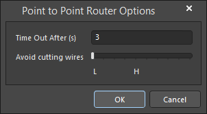 The Point to Point Router Options dialog